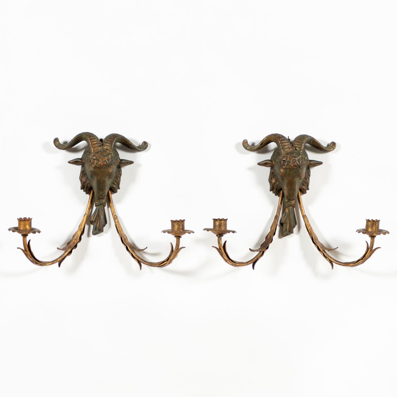 PAIR , RAMS' HEAD GILTWOOD AND