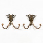 PAIR , RAMS' HEAD GILTWOOD AND