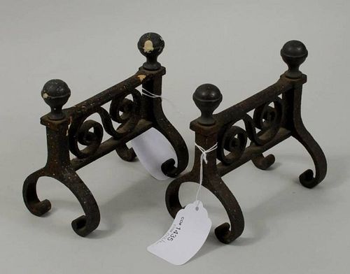PAIR RARE BOSTON BRASS/IRON FIRE