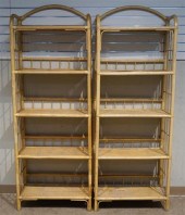 PAIR RATTAN ETAGERES, HEIGHT: