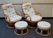 PAIR RATTAN LOOSE CUSHION SWIV