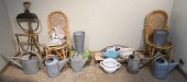 PAIR RATTAN SIDE CHAIRS AND GR
