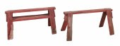 Pair red painted sawhorse base