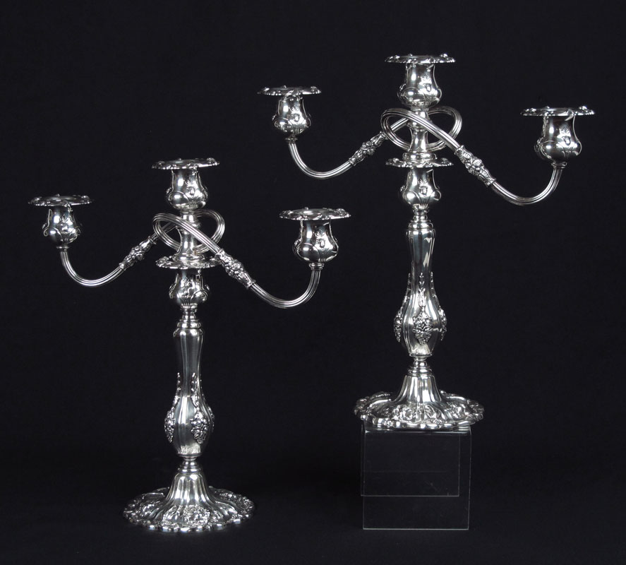 PAIR REED & BARTON STERLING 3 LIGHT