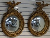PAIR REGENCY GILT CONVEX MIRRO