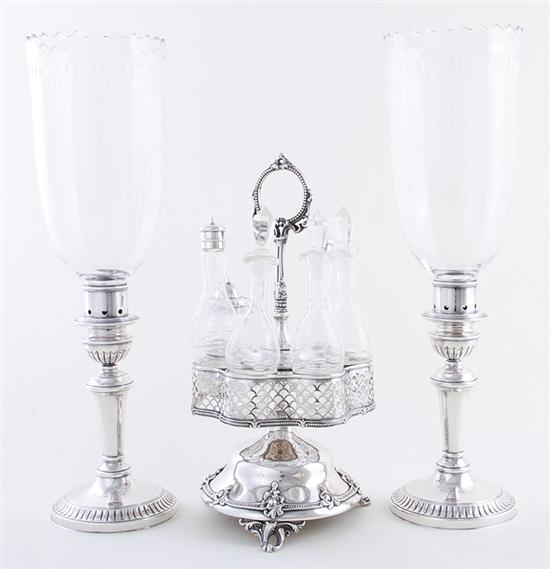 Pair Regency silverplate and