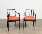 PAIR, REGENCY STYLE FAUX BAMBO