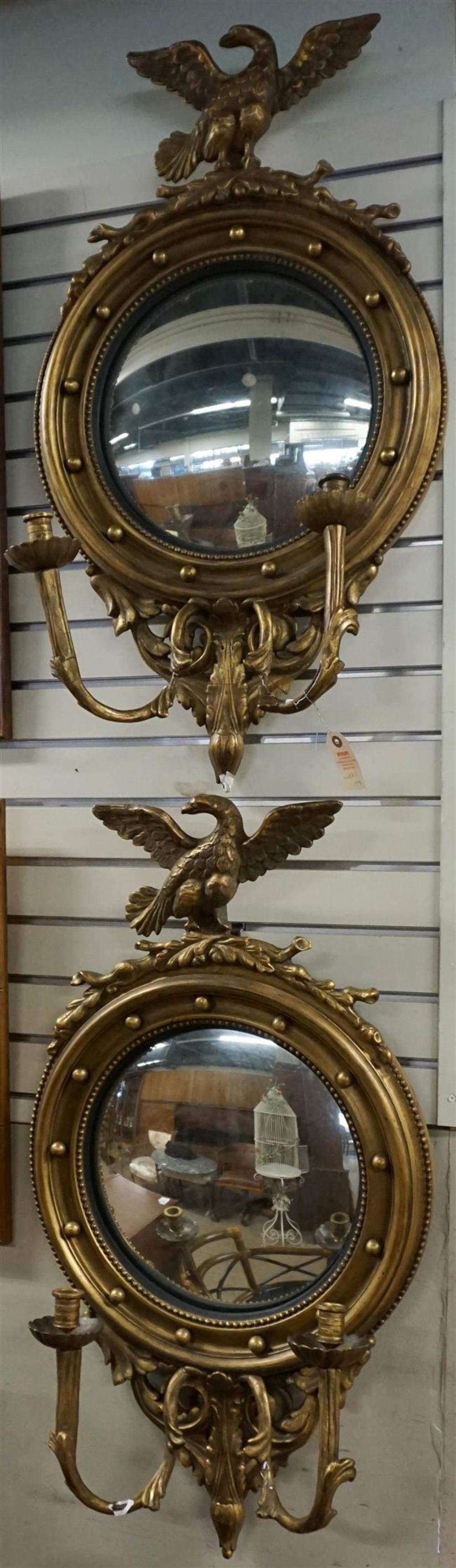 PAIR REGENCY STYLE GILT CONVEX