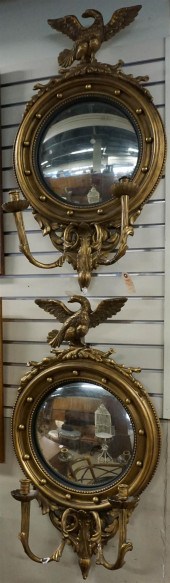 PAIR REGENCY STYLE GILT CONVEX