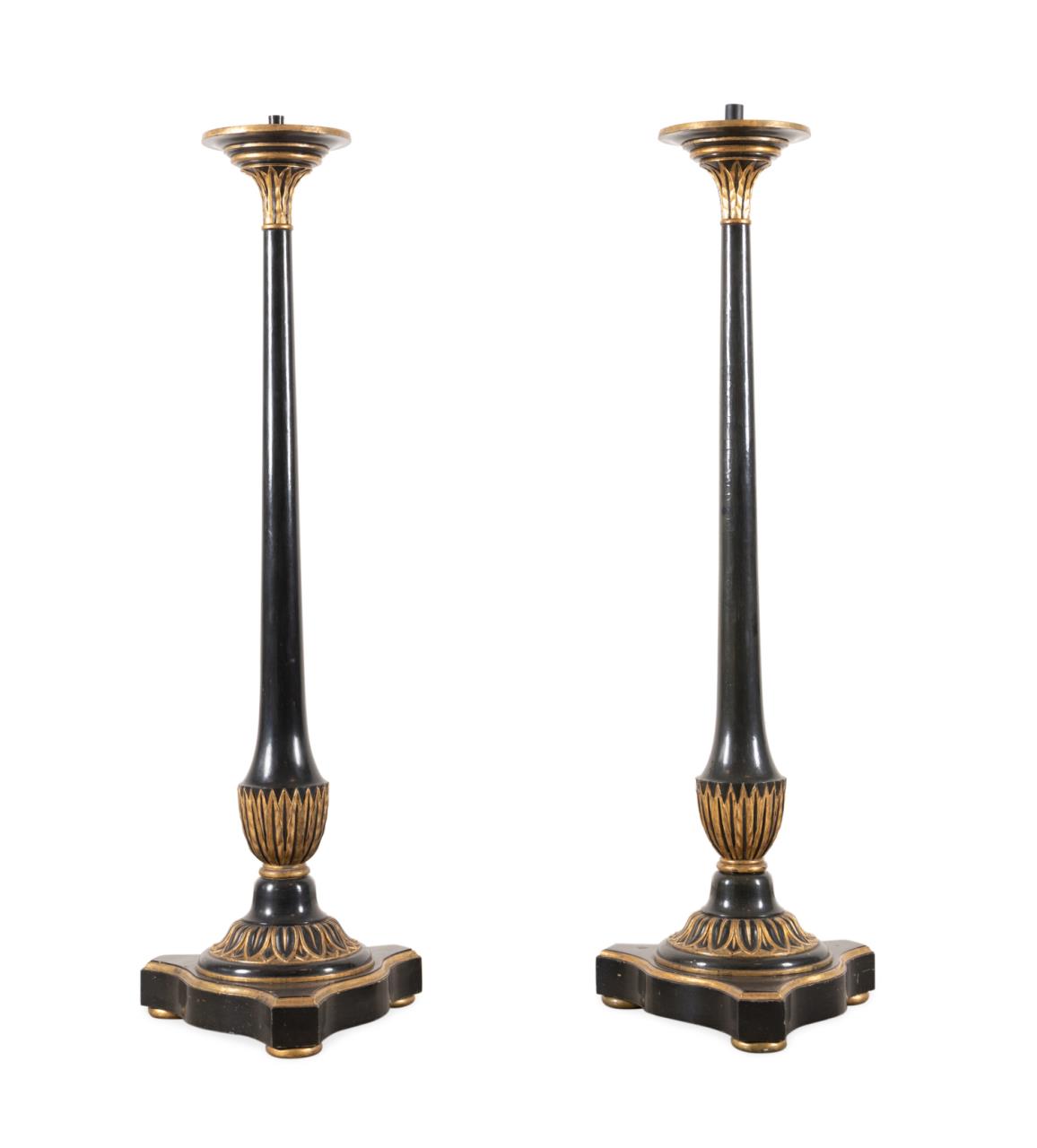 PAIR REGENCY STYLE GILT EBONIZED