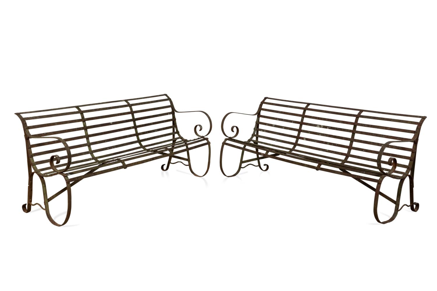 PAIR REGENCY STYLE IRON STRAPWORK