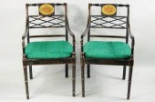 PAIR REGENCY STYLE PAINTED ARM