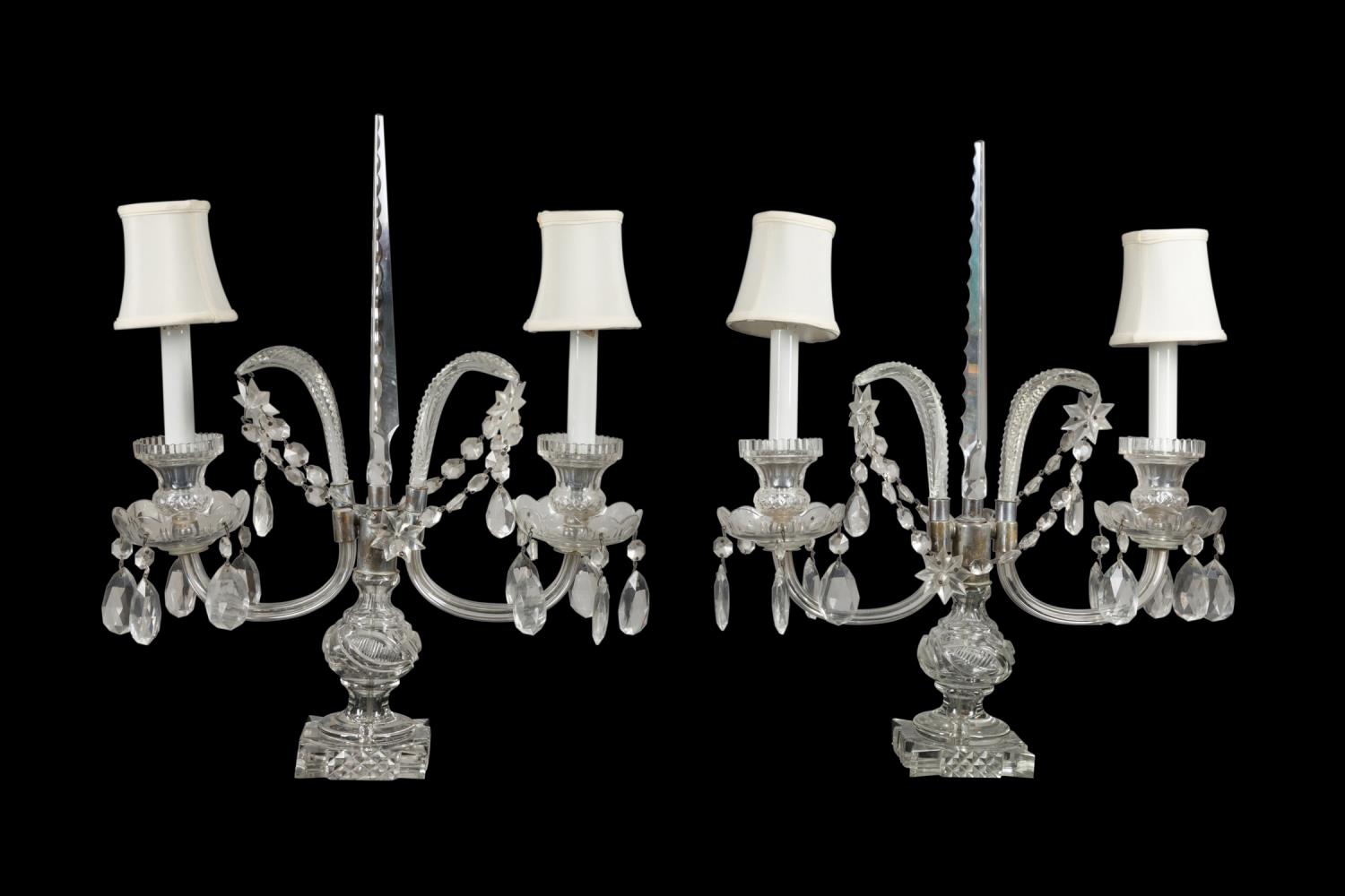 PAIR REGENCY STYLE TWO-LIGHT CUT