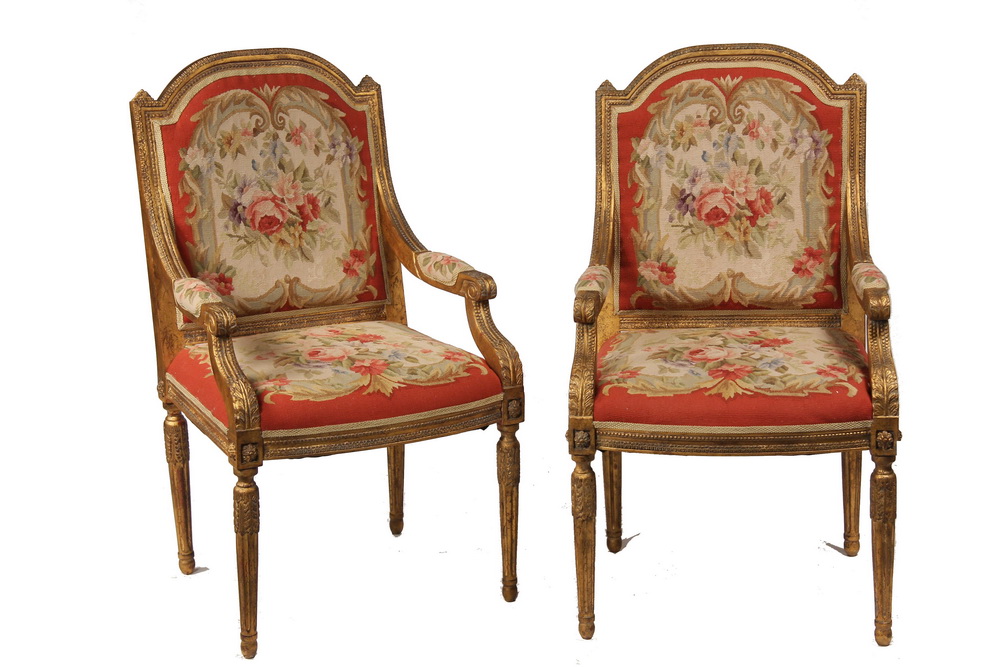 PAIR REPLICA FRENCH ARMCHAIRS -