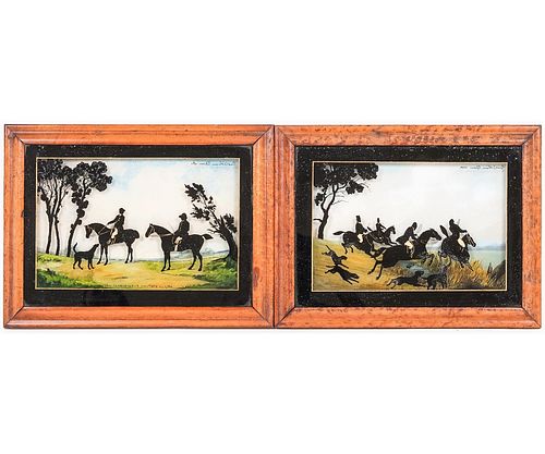 PAIR REVERSE PAINTED FOX HUNTING