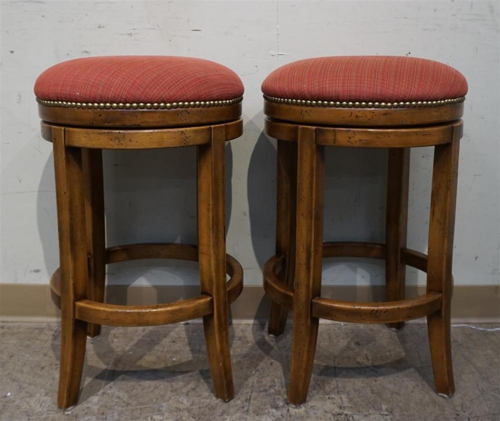 PAIR REVOLVING SEAT UPHOLSTERED