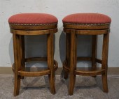 PAIR REVOLVING SEAT UPHOLSTERE