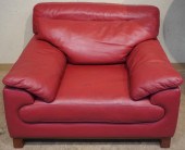 PAIR ROCHE BOBOIS RED LEATHER