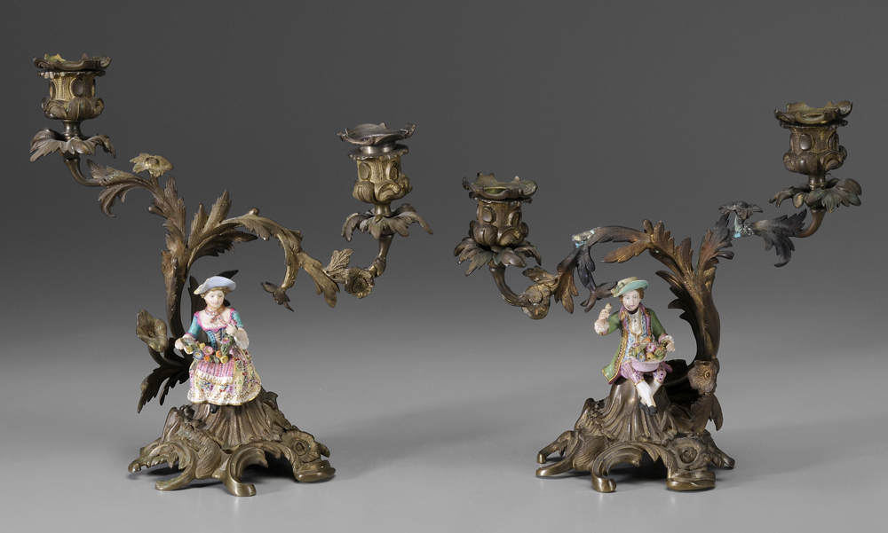 Pair Rococo Gilt Bronze