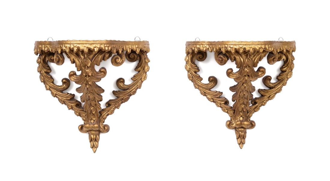 PAIR ROCOCO GILTWOOD TRIPARTITE