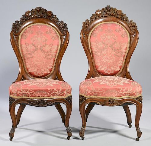 PAIR ROCOCO REVIVAL CHAIRS, ATTR.