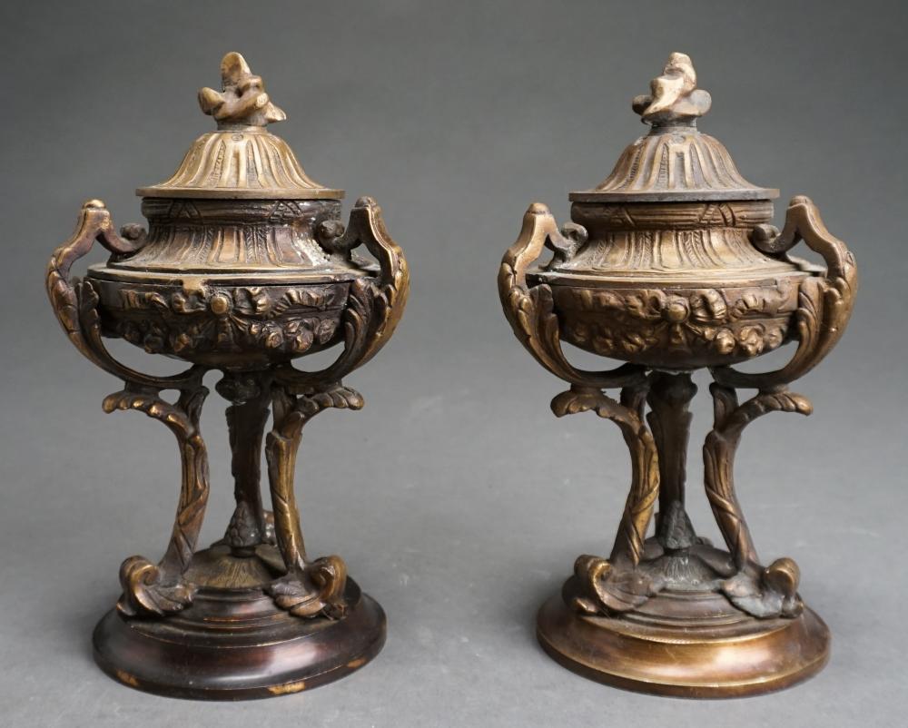 PAIR ROCOCO STYLE BRONZE LIDDED