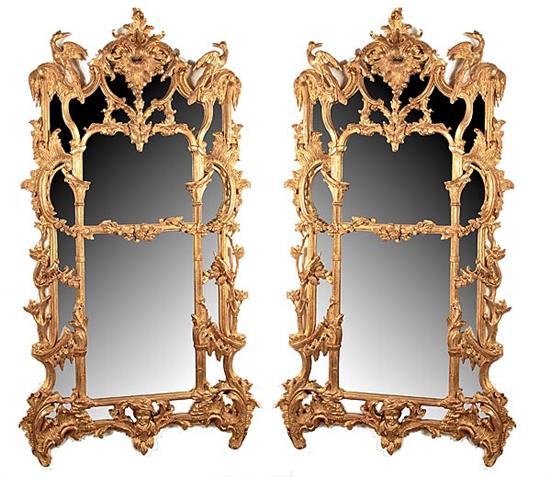 Pair Rococo style carved giltwood