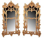 Pair Rococo style carved giltw