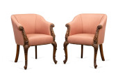 PAIR ROCOCO STYLE CARVED WALNU