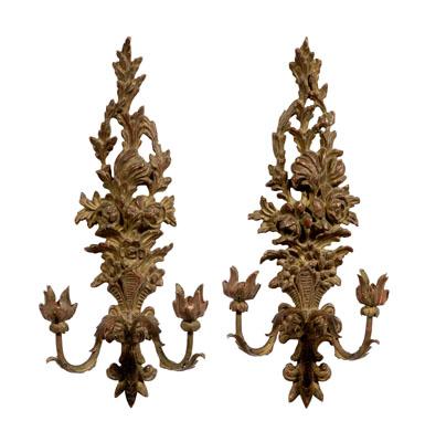 Pair rococo style gilt wood
