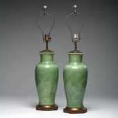 Pair Rookwood Lamps American 1