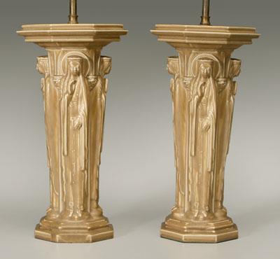 Pair Rookwood lamps: standing