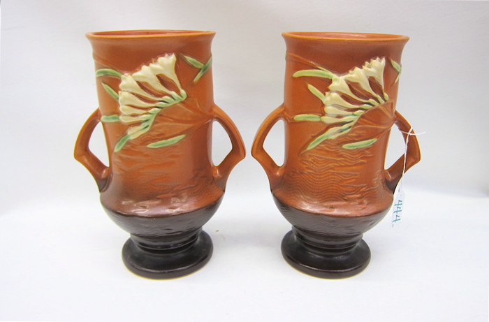 PAIR ROSEVILLE ART POTTERY VASES
