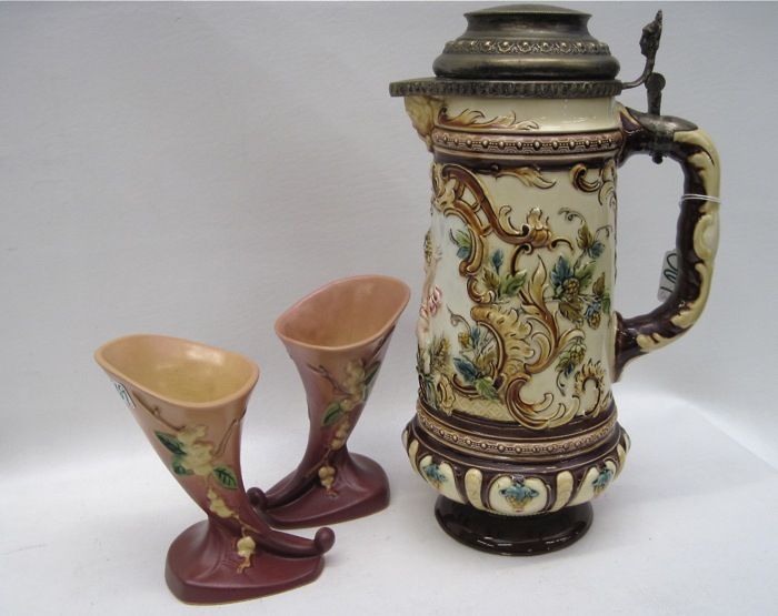 PAIR ROSEVILLE ART POTTERY VASES
