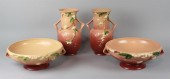 PAIR ROSEVILLE POTTERY PINK SN