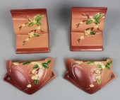 PAIR ROSEVILLE POTTERY PINK SN