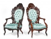 PAIR ROSEWOOD ARMCHAIRS, ATTR.