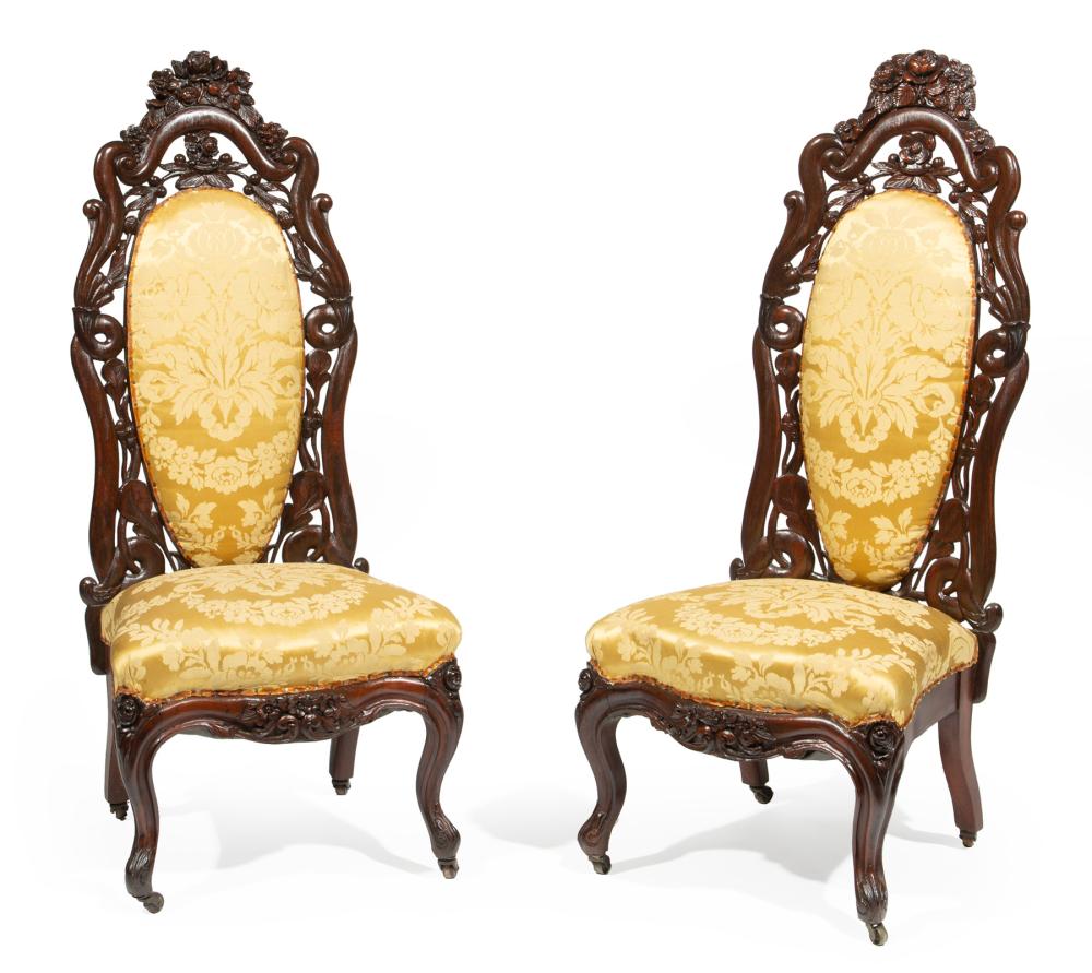 PAIR ROSEWOOD SLIPPER CHAIRS, ATTR.
