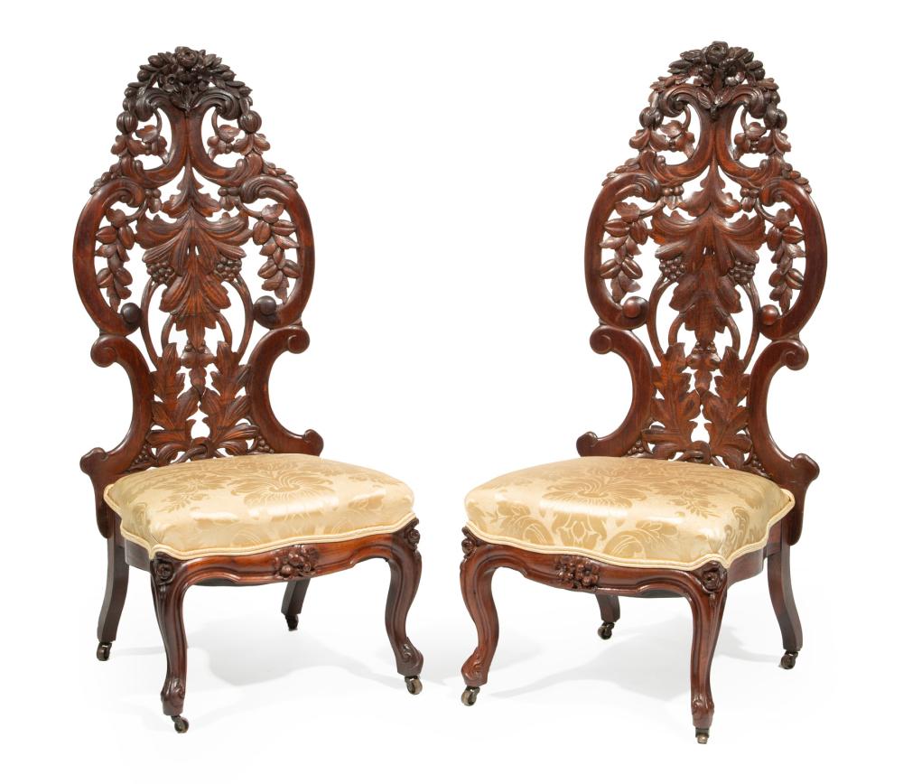 PAIR ROSEWOOD SLIPPER CHAIRS, ATTR.