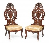 PAIR ROSEWOOD SLIPPER CHAIRS,