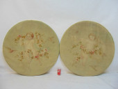 PAIR ROUND ANTIQUE AUBUSSON TA