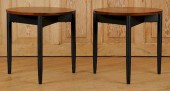PAIR ROUND ROSEWOOD END TABLES