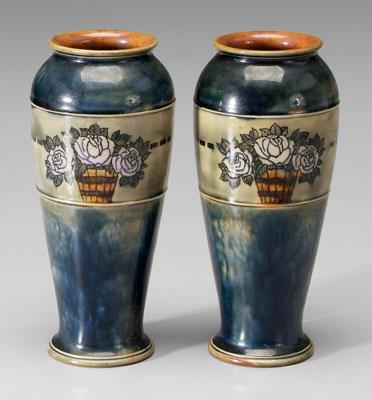 Pair Royal Doulton vases: band of