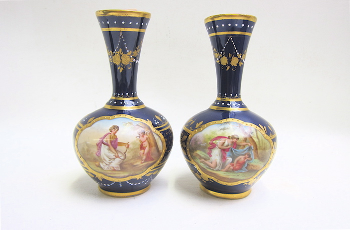 PAIR ROYAL VIENNA PORCELAIN VASES