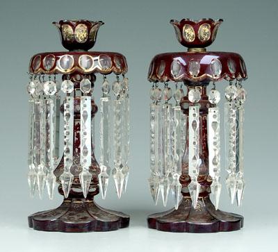 Pair ruby cut to clear lusters: