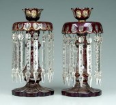 Pair ruby cut to clear lusters