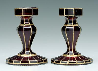 Pair ruby flashed glass