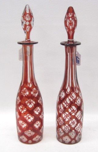 PAIR RUBY-RED BOHEMIAN CRYSTAL