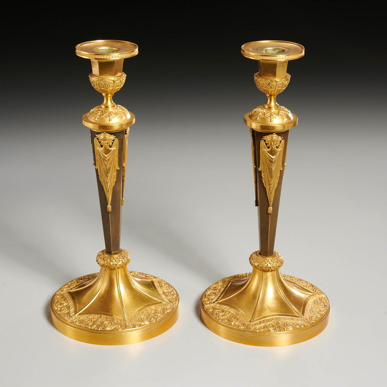PAIR RUSSIAN EMPIRE DORE BRONZE