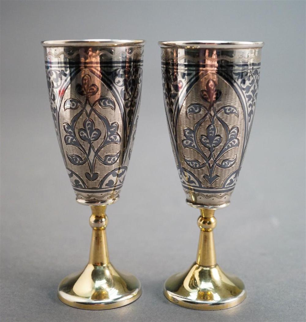 PAIR RUSSIAN GILT NIELLO AND